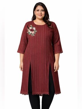 Maroon Embroidered Kurti | Indo-Western Tunic Top | Ethnic wear